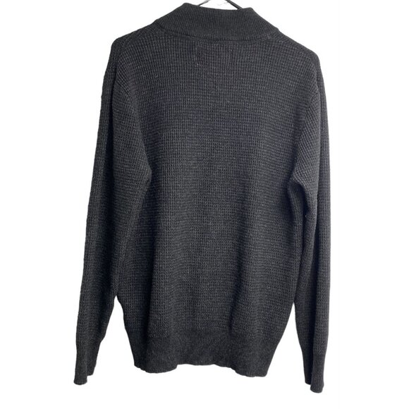 Vtg SCHOTT BROS Men Wool Blend Pullover Sweater V Neck Sz L Black Preppy 68-28 - Picture 2 of 9